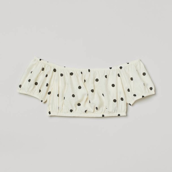NWT H&M Off the Shoulder Polka Dot Crop Top - Picture 1 of 5